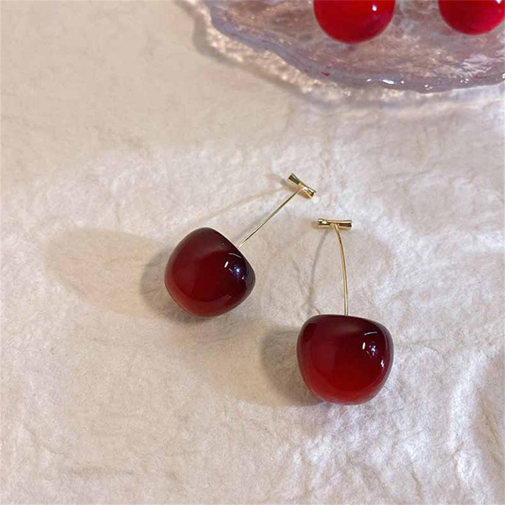 Earrings With High-End Feel, Red Fruit Cherries Earrings, Personalized Pendant Long Earrings.