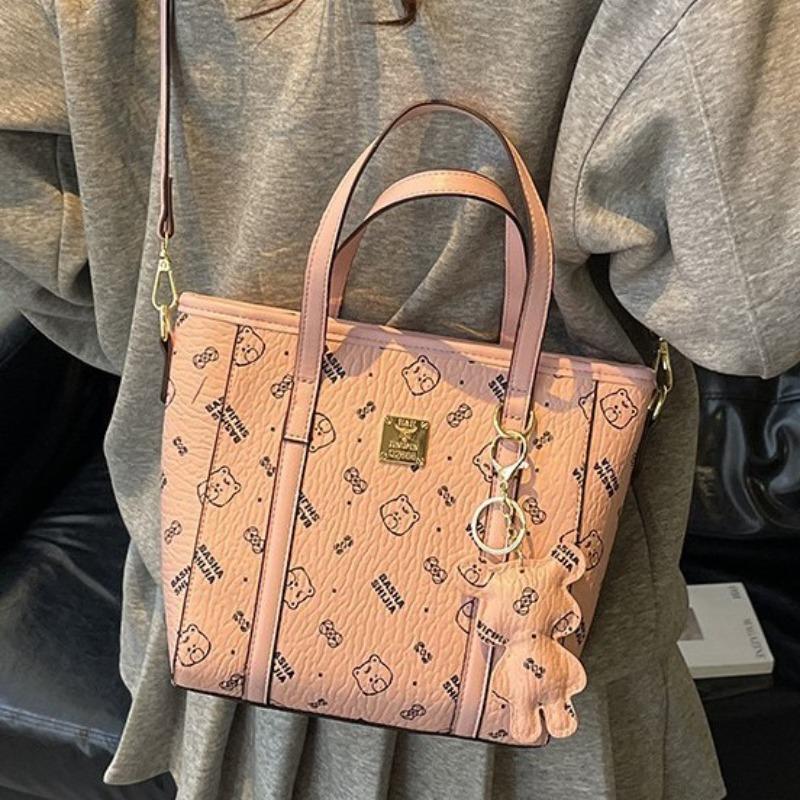 Premium feeling hand carrying bucket bag women's spring new small print shoulder bag niche design tote bag