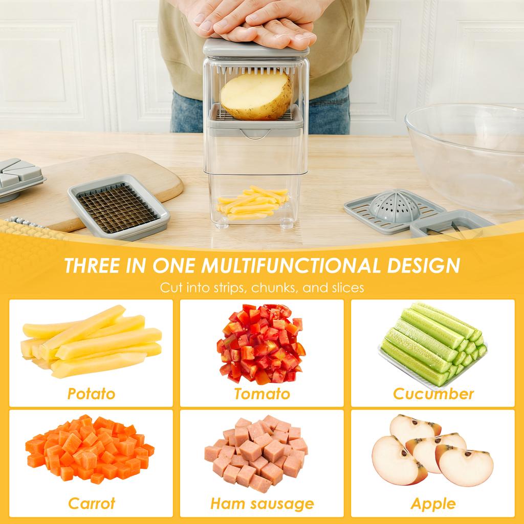 Potato Chipper Cutter French Fry Cutter Fruit Vegetable Dicer Chopper Food Chopper French Fries Cutters for Kitchen Accessories