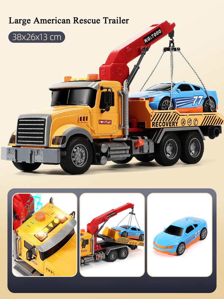 Children's Trailer Toy Transport Flatbed Truck Large Crane Crane Road Rescue Car Boy Car Toy Birthday Gift