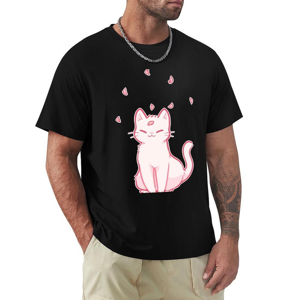 Sakura Cat Tshirt Art Pattern Printed Casual Top