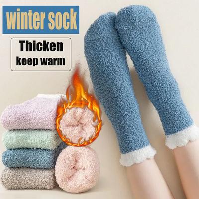 Calzini Invernali da Donna Caldi Soffici Colore a Contrasto Pile Corallo Ispessiti Calzini da Notte Fuzzy Accoglienti Peluche Calzini Pantofola da Casa per Dormire