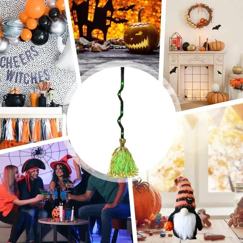 1-4PCS Halloween Magic Broom with Sound and Touch Activation Animated Light Up Moving Dancing Broomstick for Haunted Decoration