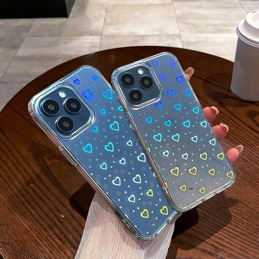 Acrylic Anti-Drop Phone Case for iPhone 17/16 Pro with Laser Heart Design