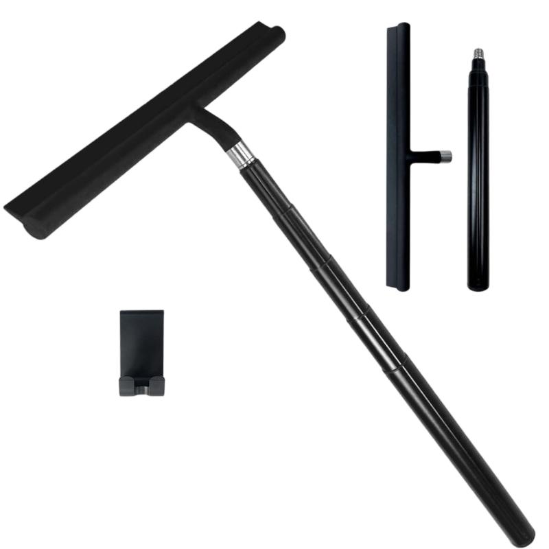 

Раздвижной скребок для душа, телескопический стеклоочиститель, силиконовый скребок, регулируемая ручка для чистки ванной, стекла, автомобиля 1