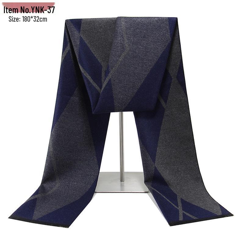 2026 Men's Winter Warm Plaid Scarf - European & American Style, Imitation Cashmere, Long Scarf