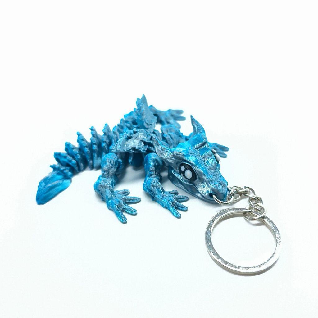 Articulated 3D Printed Baby Dragon Keychain: Shining Decompression Toy & Handicraft Gift Ornament