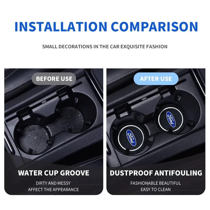 New Anti Slip Mat Car Coaster Durable Car Cup Holder Coaster Dust-proof Protection For Ford Fiesta Mondeo Fusion Explorer Escape