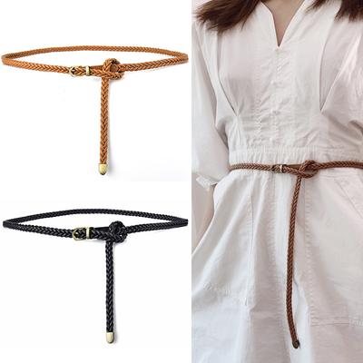 Vintage Voskovaná Šňůra Tenký Pás Dámský Pletený Pasový Řetízek Dámský Dekorativní Pás k Šatům Džínový Pás