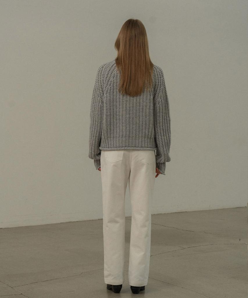 Mosyupamosyu Wool Hacci Turtleneck Knit [Gray]