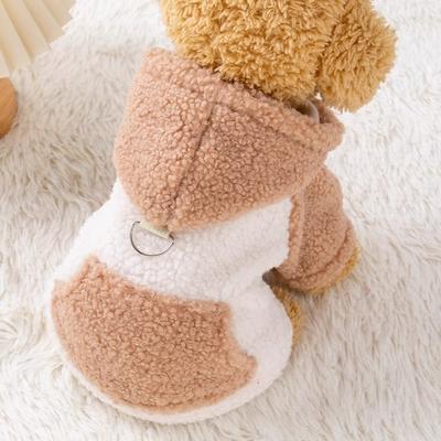 Fleece Puppy Dog Hooded Sweater with Buckle Winter Warm Pet Clothes Small Dogs Pomeranian Yorkie Mascotas Sweatshirts