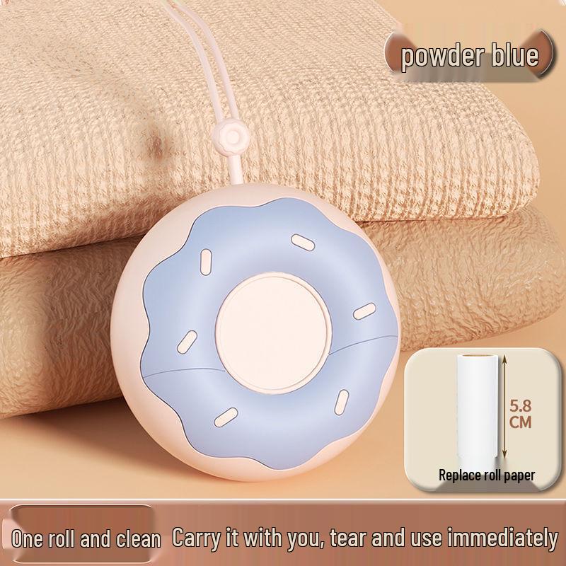 Compact Cute Donut Lint Roller with Tearable Replacement Rolls for Clothes