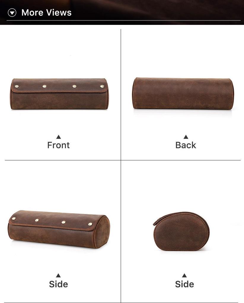 Vintage Leather Mechanical Watch Travel Box - Three-Piece Set