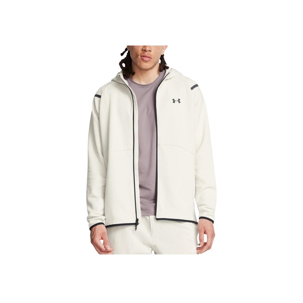 Under Armour Unaufhaltsame UA Fleece Full-Zip Atmungsaktive Locker Geschnittene Laufjacke mit Kapuze Herren Jacken Peak-White 1379806-110