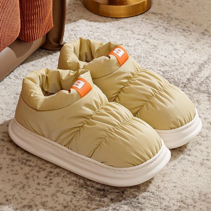 

Сумка та бавовняні тапочки для чоловіків взимку Водонепроникні протиковзкі бавовняні туфлі на товстій підошві для пар Вдома пухові бавовняні тапочки для жінок взимку 41 жовтий