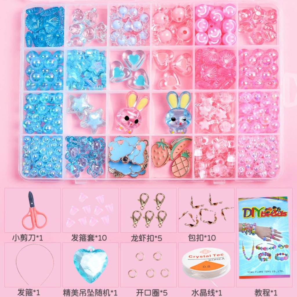24-Piece Children's Bead Craft DIY Kit With Loose Beads For Girls Bead Wrapping Bracelets And Necklaces