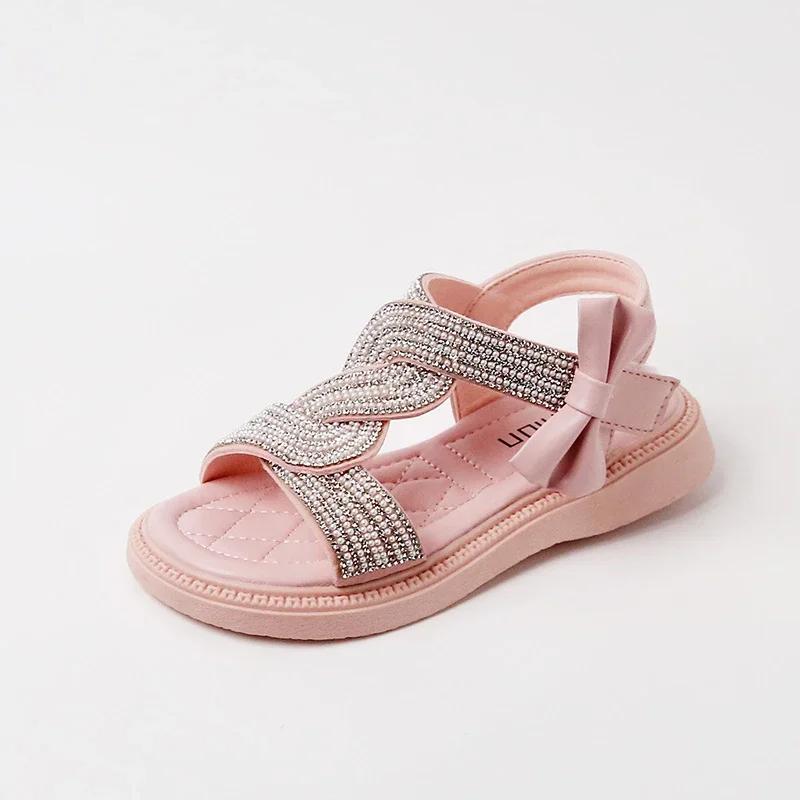 Girls' Sandals  Summer New Fashion Pearl Rhinestone Children‘s Roman Beach Shoes Baby Girls Princess Sandals
