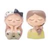 Resin Fairy Flowerpot Nordic Style Bonsai Vase Girl Statue Girl Face Planter Pot  Balcony