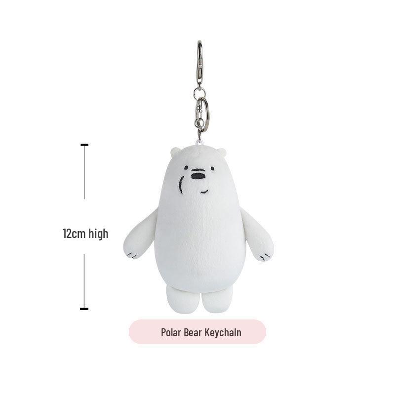 We Bare Bears Raincoat Keychain Charm – Cute Couple Claw Machine Doll Backpack Ornament Officially Licensed