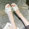 Women's Summer Flat Slides, Solid Color Lightweight Outdoor Shoes, Casual Beach Slide Shoes