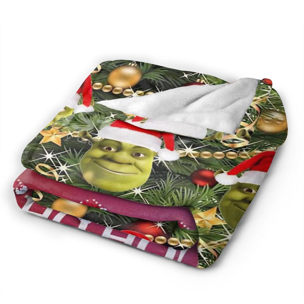 Christmas Shreks Pun Plush Blanket Students Flannel Throw Blanket For Couch Bed Super Customized Quality Bedspread Gift Idea