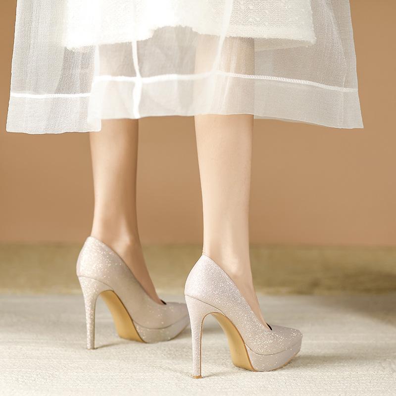 Fashion 2025 Women's Pumps Shoes Trasero Saltos altos Sexy Thin Heel High Heels12CM Pointed Pumps Women Shoes Platform Wedding Shoes
