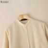 ZANZEA Women Casual Round Neck Solid Color Loose Long Sleeve Blouse