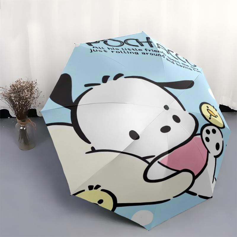 Casual Pochacco Automatic Opening and Closing Cartoon Umbrella, Lightweight 3-Fold, With Cute Cartoon Characters, Suitable for Home, Outdoor and Daily