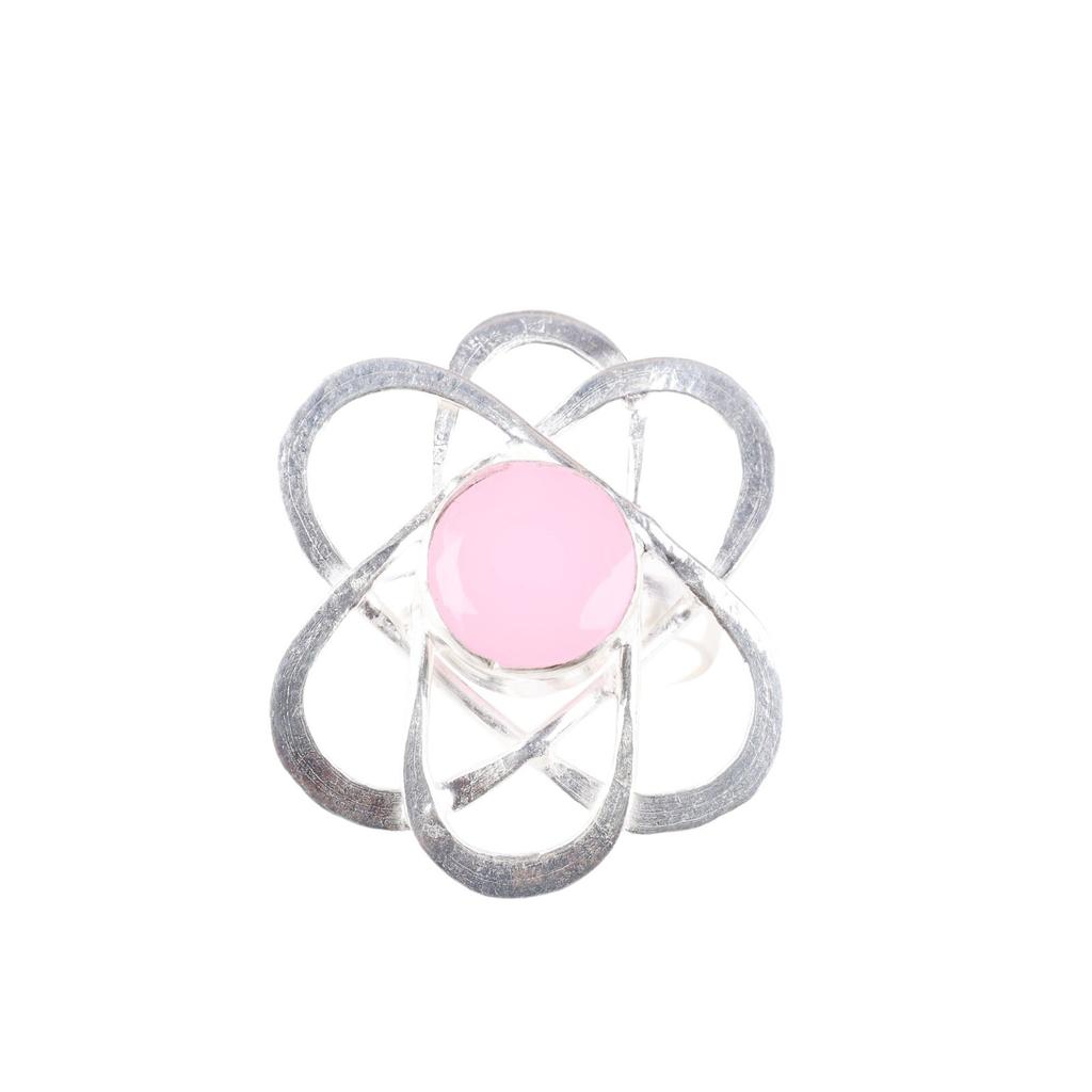 Rare Rose Chalcedony Gemstone 925 Sterling Silver Jewelry Handmade Stylish Ring RR-21-12