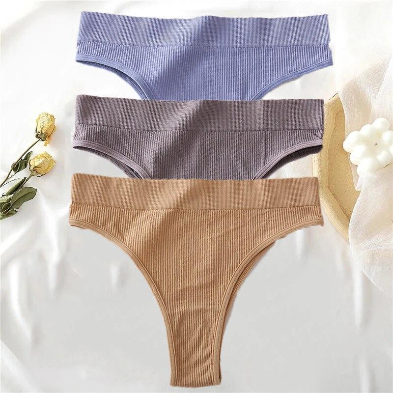 

3 шт. новые бесшовные женские трусики, комплект, стринги с высокой талией, женские удобные хлопковые трусы, сексуальные трусы для женщин L-XL