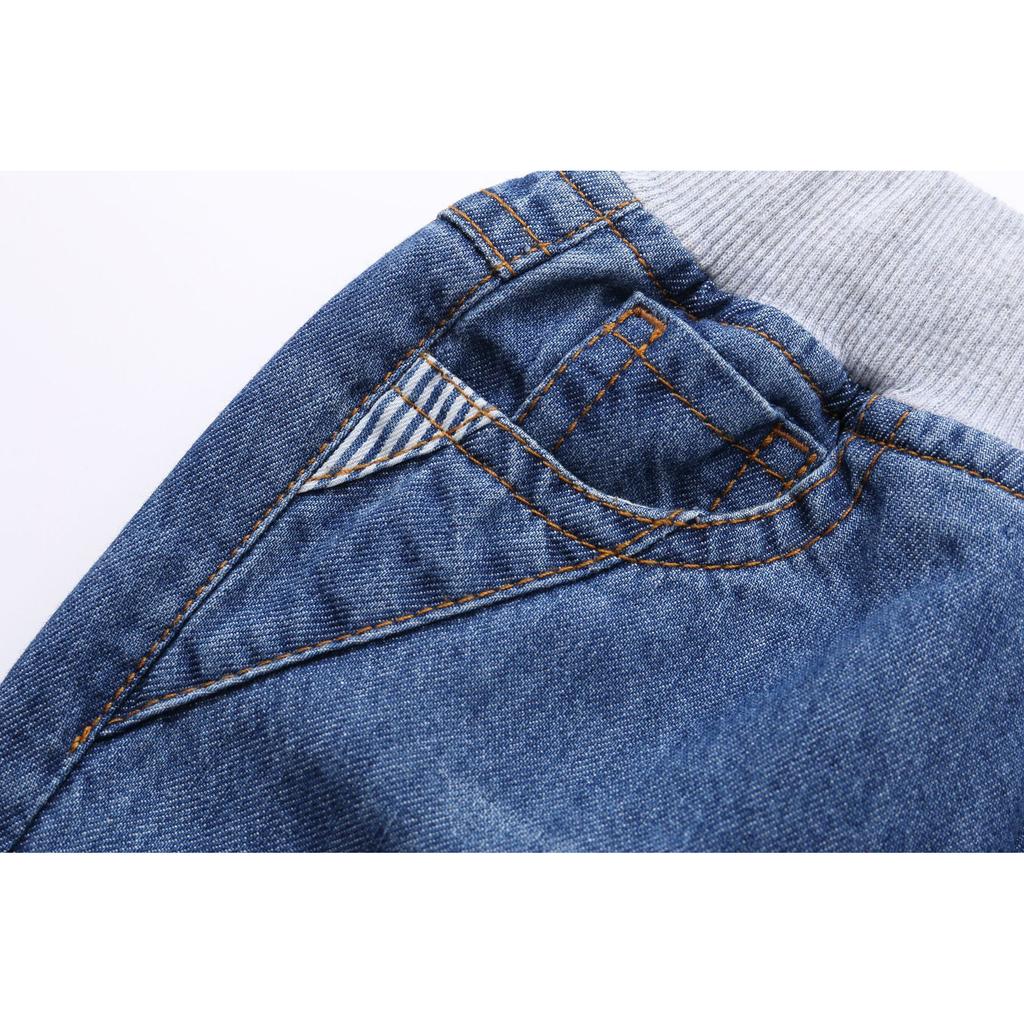 Letní chlapecké džínové kraťasy s potiskem a výšivkou, mřížkované dětské džínové kraťasy pro dospívající chlapce