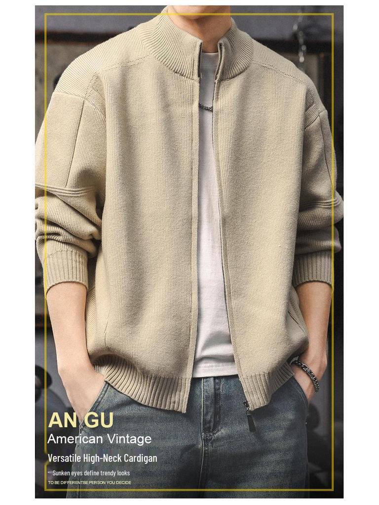 Men's Heavy-Duty Casual Zipper Knit Cardigan Sweater