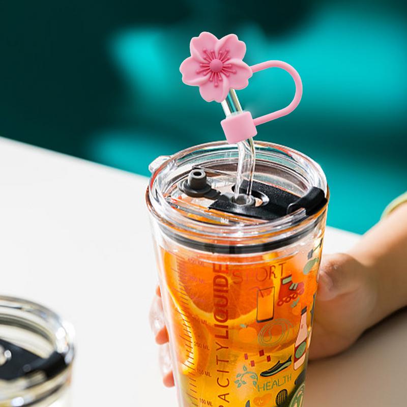 Cup Straw Covers Begonia Flower Straw Cover Silicone Straw Tips Lids Floral Shape Dustproof Straw Stoppers Cup Accessories