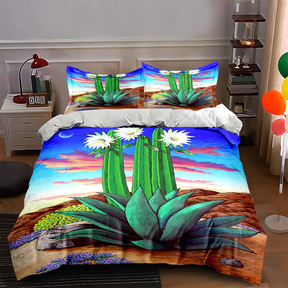 

Cactus desert landscape. Bedding Duvet cover sets Duvet covers Pillowcases gifts (1 * Duvet Cover 2 * Pillowcases, without duvet insert) 135x200cm