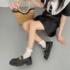Mary Jane Shoes For Woman Pumps Lolita Platform Ladies Loafers Vintage Solid Leather Slip On Metal Buckle Oxford Shoes