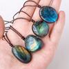 With Rope Natural Labradorite Pendant Raw Stone Polishing Natural Training Stone  Travel