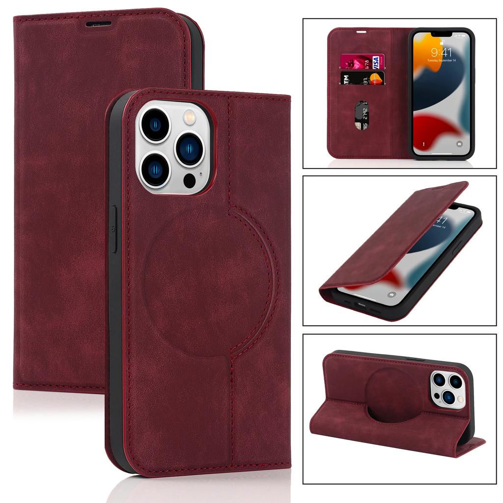 Magnetic Leather Wallet Phone Cover for IPhone 16 Pro Max 14 Plus 13 15 12 for Magsafe Wireless Charging Stand Card Solt Case
