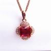Exquisite Russian Purple Gold Inlaid Redstone Pendant, Light Luxury Temperament, High-End Fashion Rose Gold-Plated Chain Necklace.