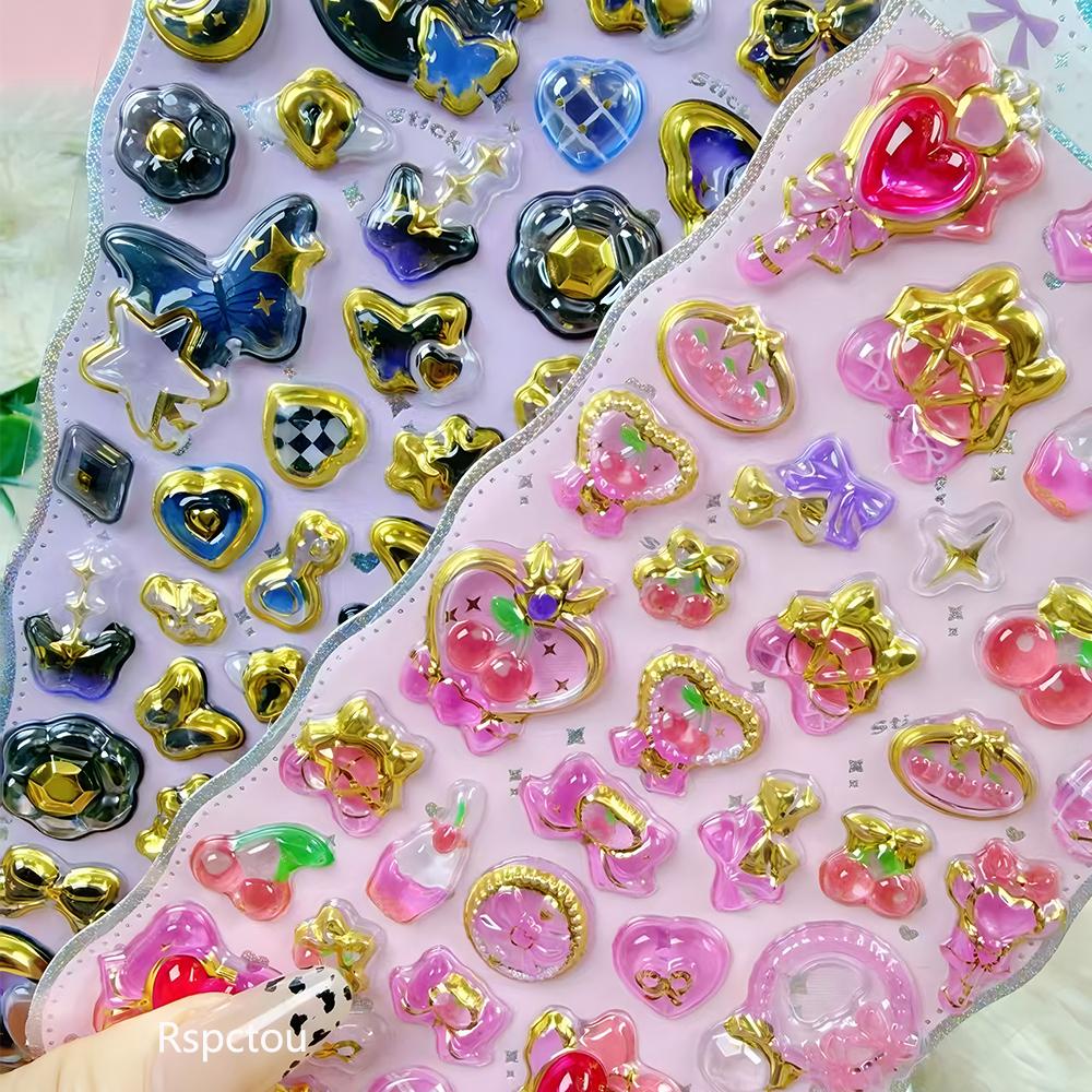 1/8pcs Cartoon Cute Aesthetic 3D Stickers Creative Animal Food Crystal Sticker for Notebook Guitar Decoration Decals Gift