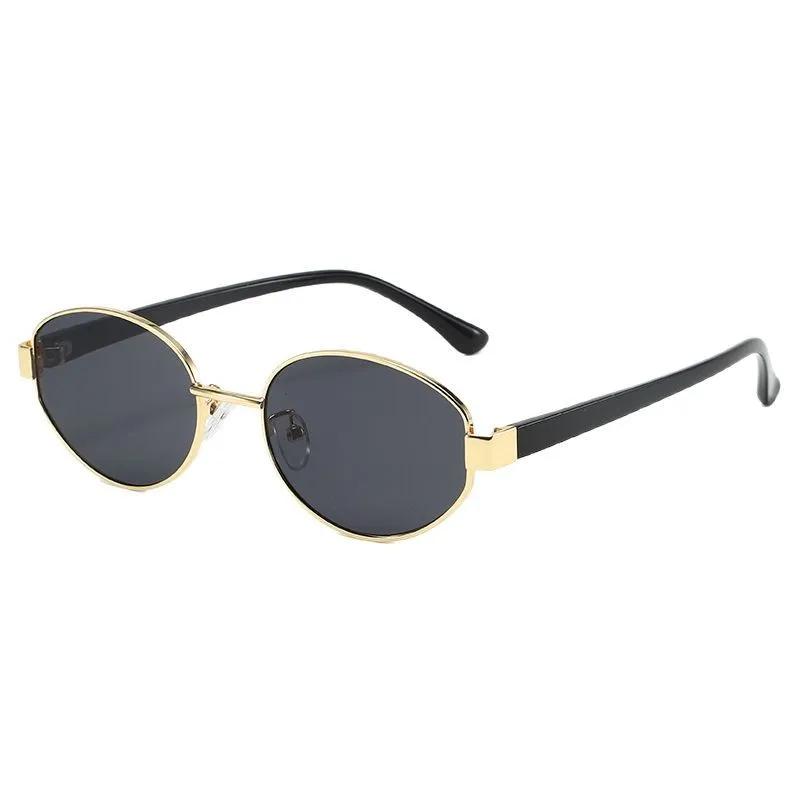 High-end Metal Retro Sun Glasses Unisex UV400 Eye Protection Oval Frame Street Photography Travel Outdoor Driving Shades Eyewear