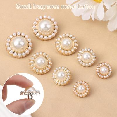 10Pcs Alloy Pearl Clothing Buttons DIY Clothing Sewing Button Needlework Handmade Decorative Sewing Accessories