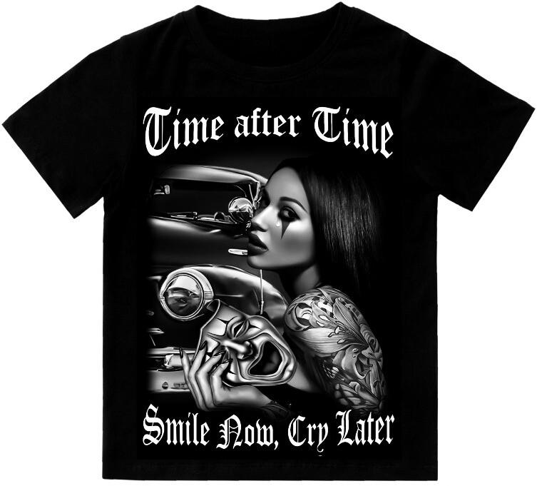 Time After Time Smile Now Cry Later Mens Heavyweight T-Shirt Shaka Wear Tee Unisex T-Shirt L