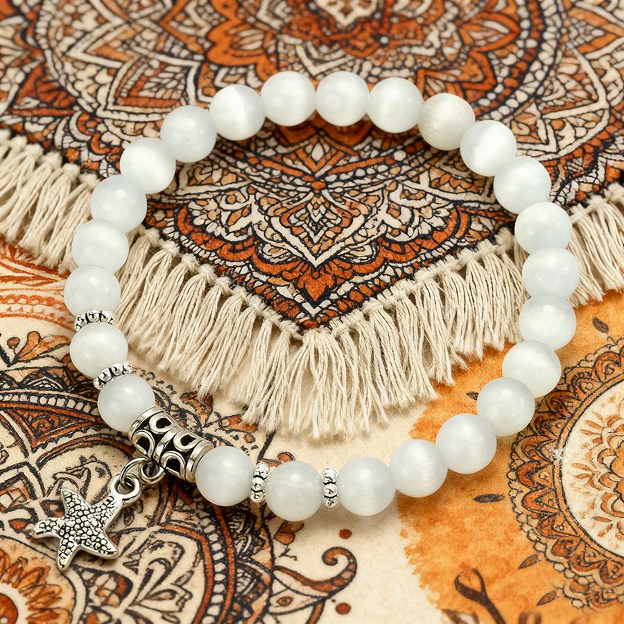 Noter Stylish Women Starfish Bracelet 5 Colors Available Natural Cat Eyes Stone Beads Charm Braslet Perfect Gift For Her Joias