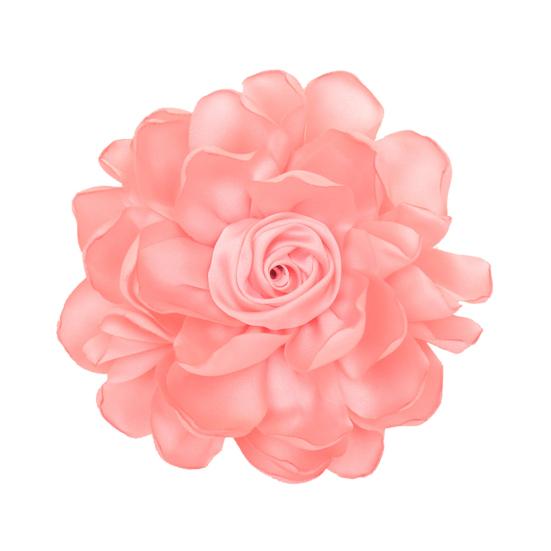 Fabric Flower Satin Rose with Flat Back Handcrafted Blooms Hat Clothes Hair Tie Accessories for DIY Craft Corsage Hairpin Brooch Headband
