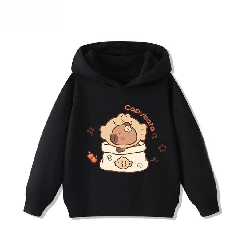 

Осінь та зима Відпочинок на свіжому повітрі Спорт Дитяча толстовка з капюшоном Мультфільм весело капібара милий друк хлопчики та дівчатка флісова толстовка 100cm