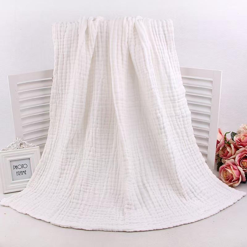 Baby bubble cotton children s quilt bath towel 6 layers cotton gauze soft skin-friendly water-absorbing plain newborn bath towel 105*105 белый