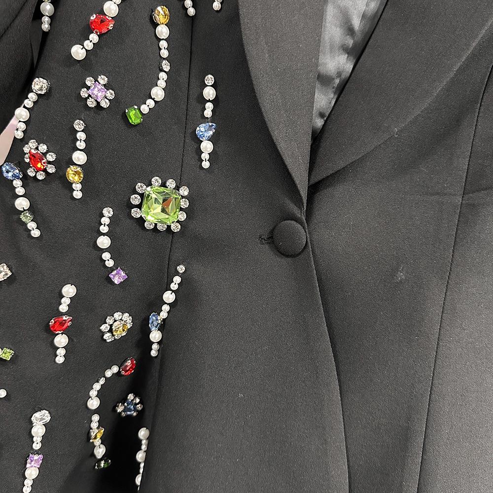 Eleganter Damen Slim-Fit Blazer - Frühjahrskollektion 2026 mit buntem Strass-Design
