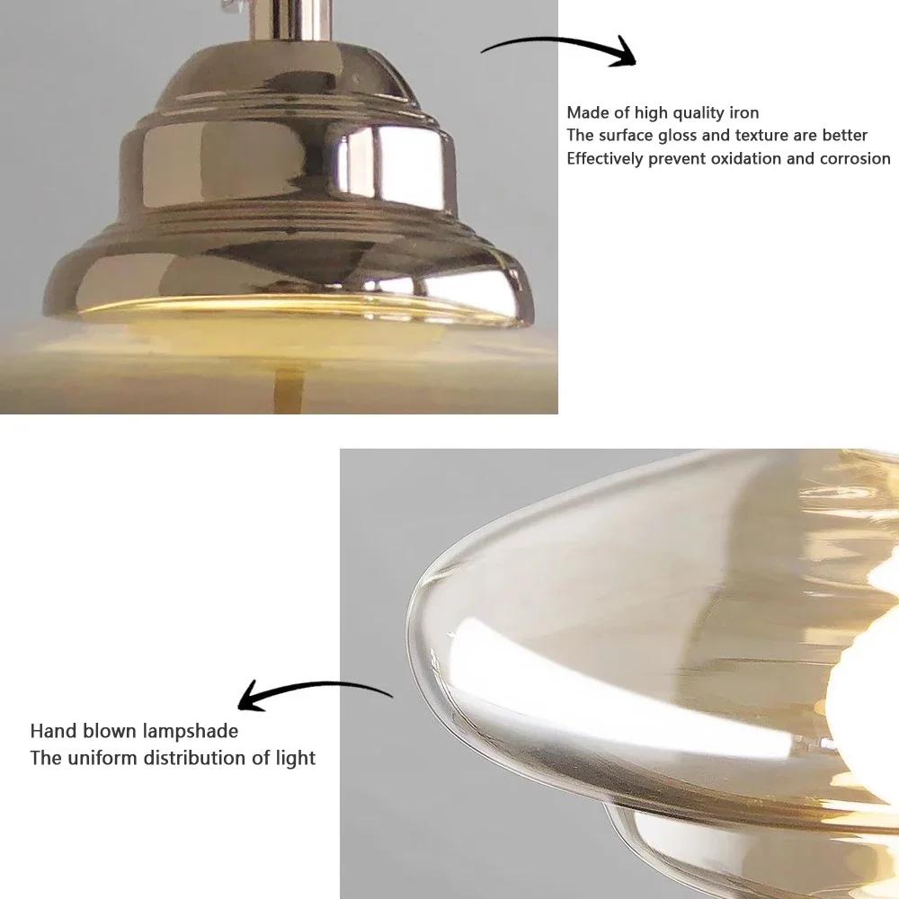 Retro LED Plating Glass Art Decorative Pendant Lights Cognac Color E27 Modern Light Fixtures Kitchen Island Dining Room Bedside