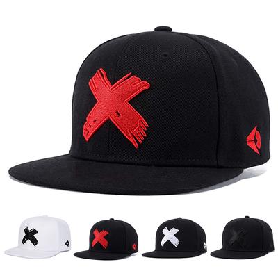 Letter X Embroidery Hip Hop Baseball Cap Adjustable Ladies Flat Top Hat Outdoor Street Rapper Hip Hop Caps Sun Hats