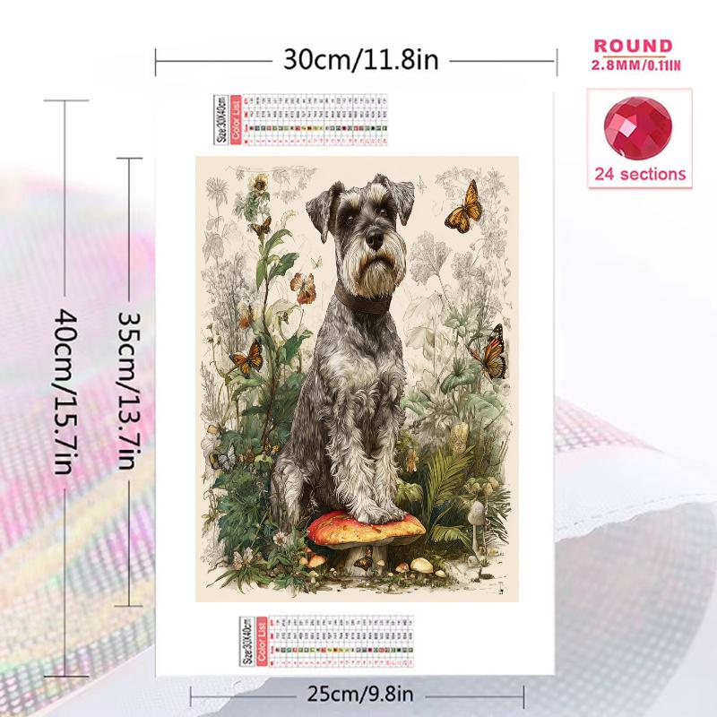 Schnauzer and grass bushes Pattern 3pcs 100% Round Full Drill 5D DIY Diamond Painting Embroidery Cross Stitch Rhinestone Décor